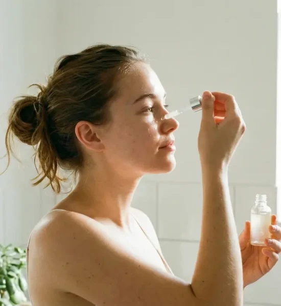 kobieta korzysta z kwasu salicylowego w łazience